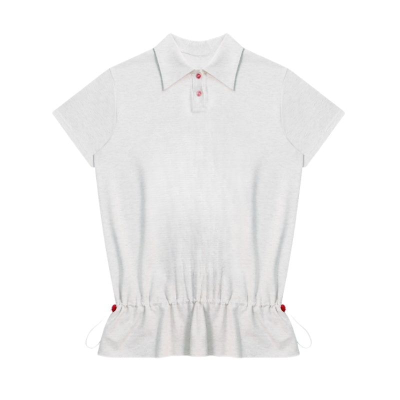 Polo Neck T-Shirt with Drawstring Waist
