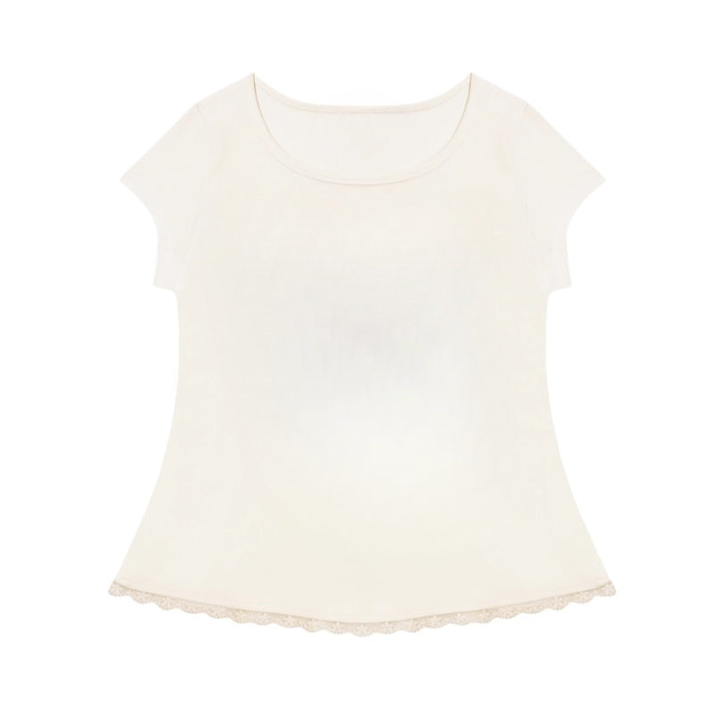 Versatile T-Shirt with Lace Hem Detail