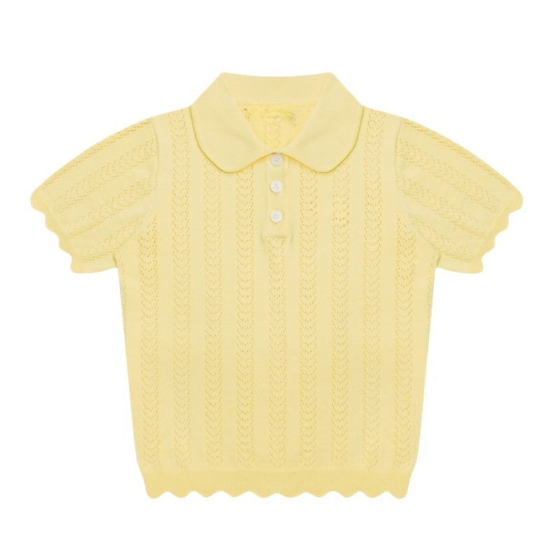 Slim-Fit Knitted T-Shirt in Preppy Yellow